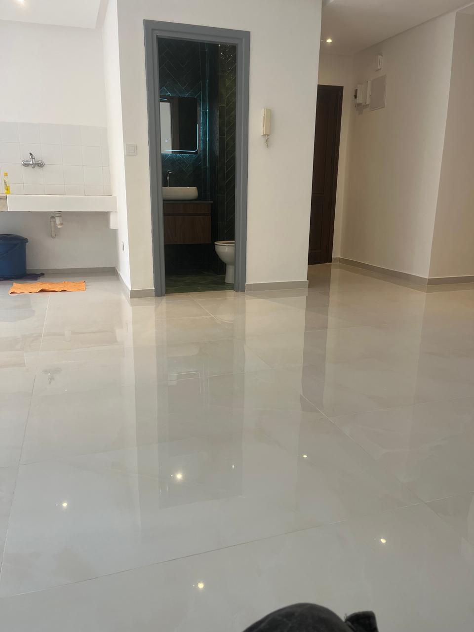 Appartement fraîchement rénové avec sols brillants et salle de bain neuve